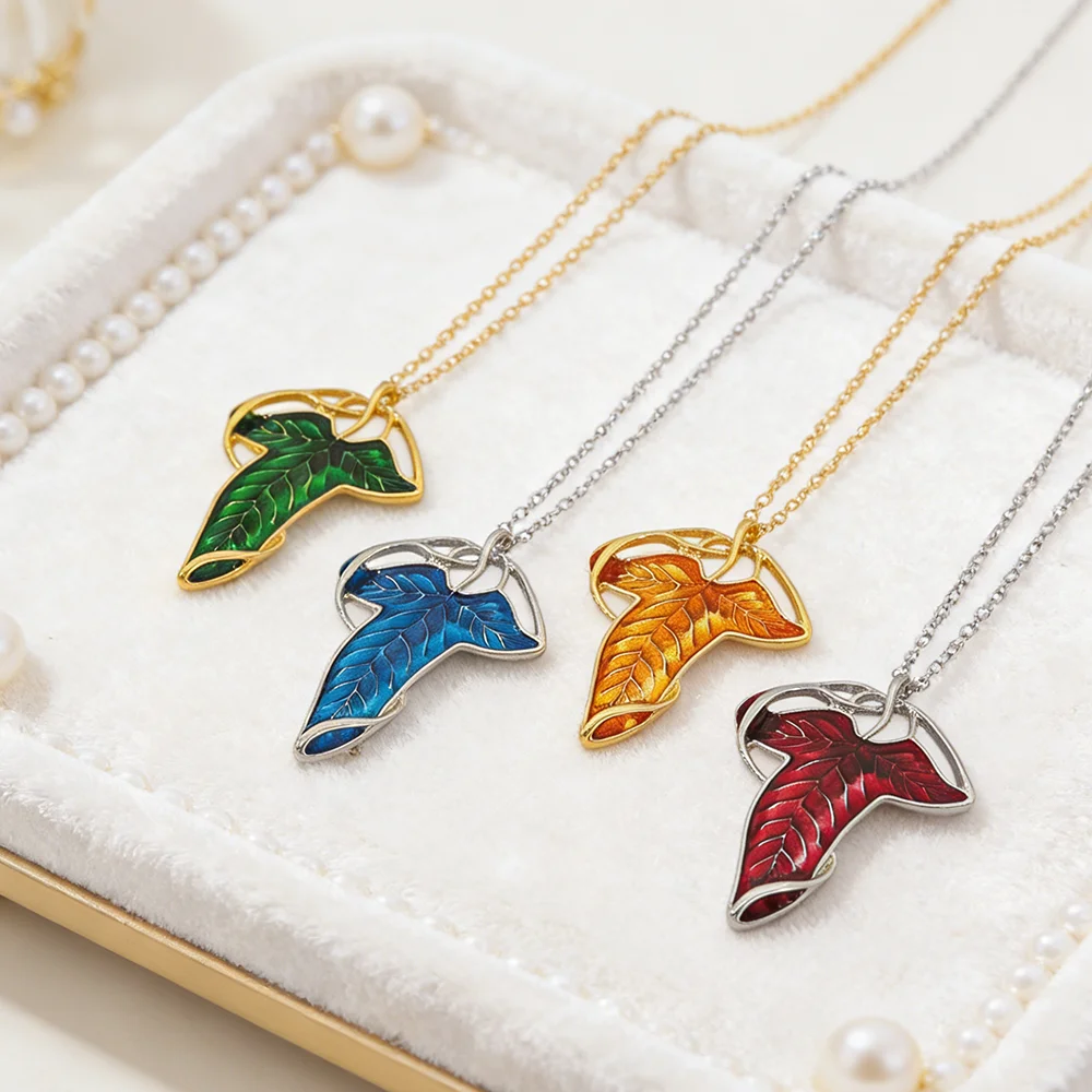 Arwen Evenstar Grünes Blatt-Anhänger-Halskette für Frauen, Elfenprinzessin, Schmuck, Geschenk, Film, der Herr der Ringe, Twilight Star Design – Detail 6