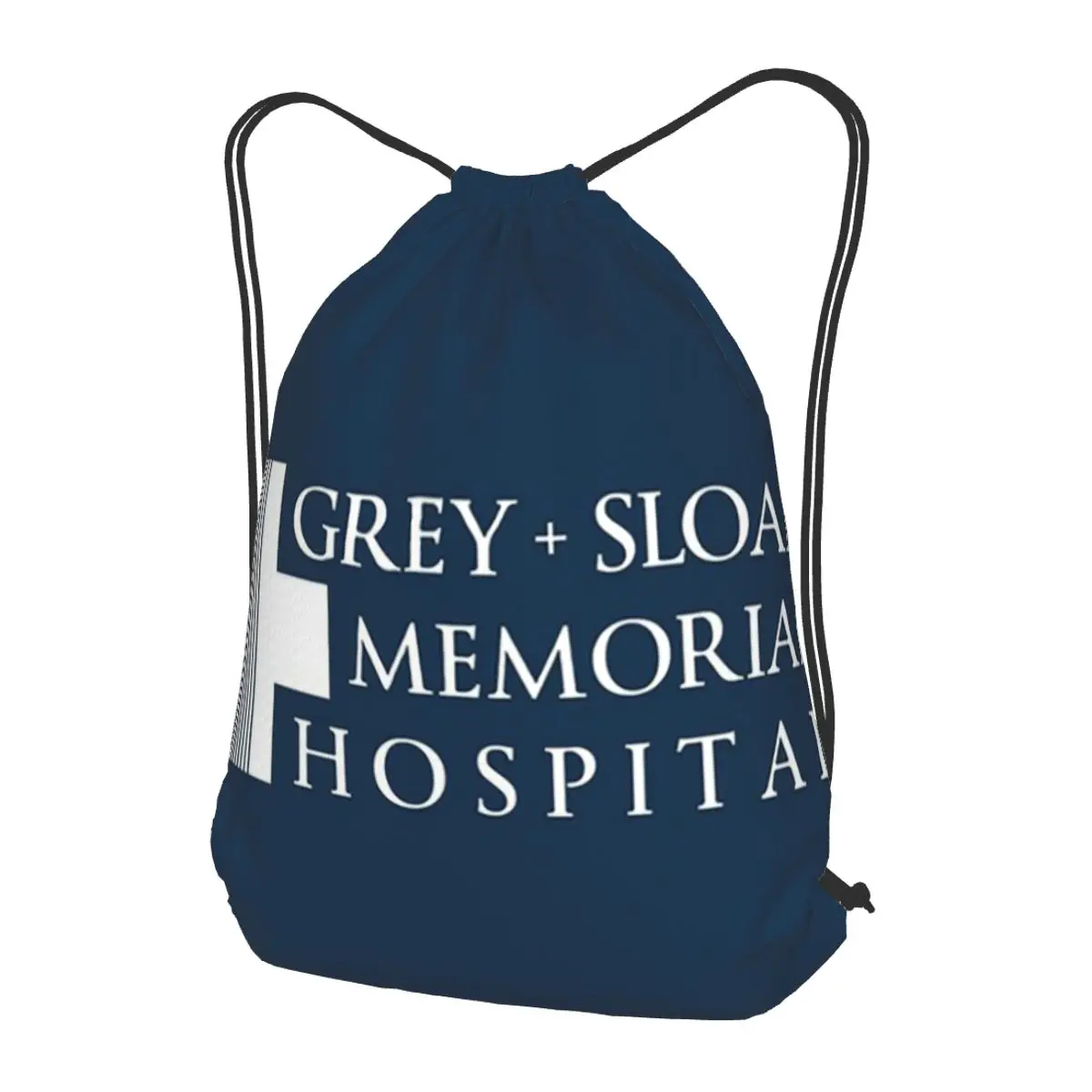 Grey + Sloan Memorial Hospital Logo White Print Backpacks Multi-function Drawstring Bags Sundries Bag Book Bags for Man Woman