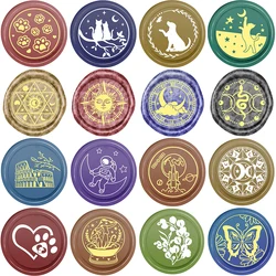 Wax Seal Stamps Cat Dog Butterfly Pattern Spaceman Sun Moon Abstract Design for DIY Greeting Card Decor Sealing Wax Stamper 2024