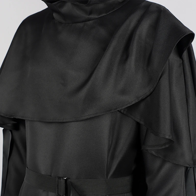 عباءة بغطاء للرأس رداء معالج القرون الوسطى مع حزام للعب الأدوار في الهالوين والملابس العصرية إلى الأمام