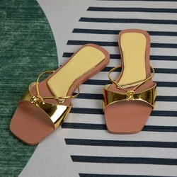 Women's summer footwear 2025 fashion designer sandals for ladies sexy thin strap casual beach flat heels shallow female shoes