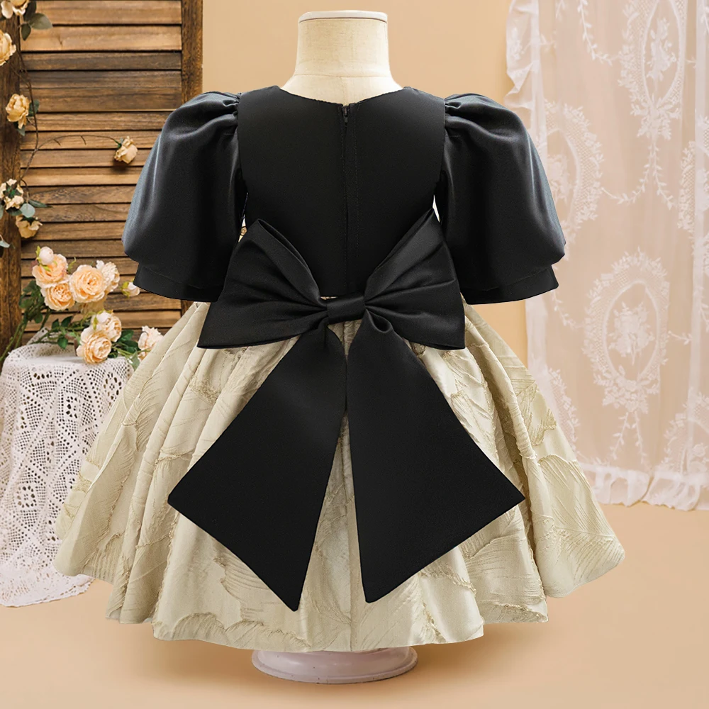 Formal Black 1 Year Birthday Dress For Baby Girl Clothes Embroidery Princess Dress Baptism Girls Dresses Elegant Party Gown