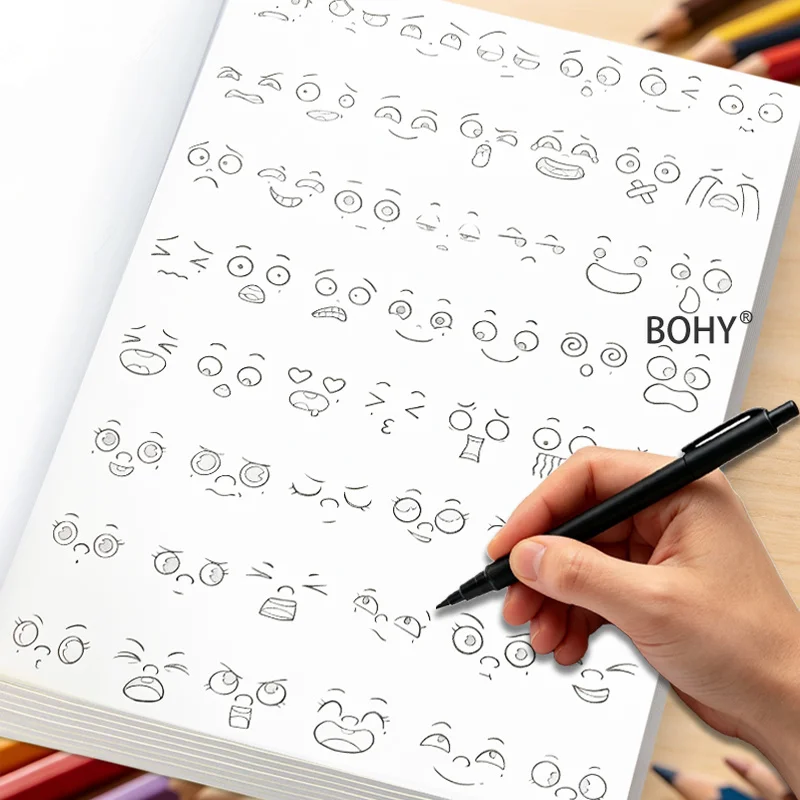 1 Emoji Painting and Coloring Album, Include Multi Style Hairstyles and Facial Shapes/simple Block Character Portraits, 40 Pages