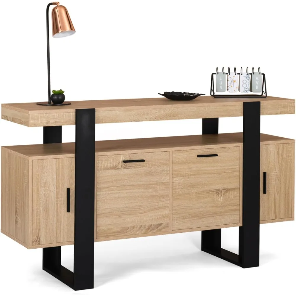 Buffet 140 cm Phoenix 4 Portes Bois et Noir