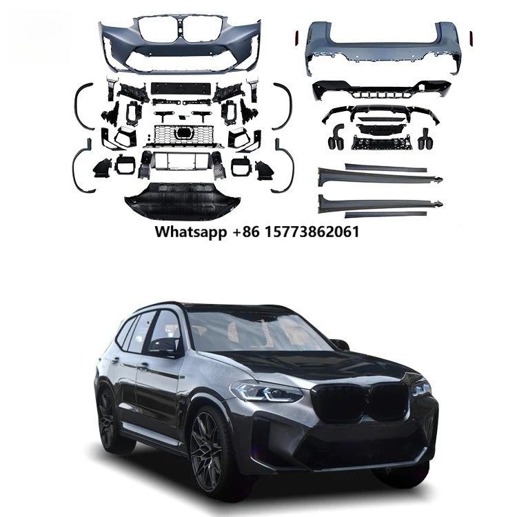 

For X3 G01 LCI Upgrade to X3M Style Body Kit with Front Bumper Rear Bumper Grille Side Skirts Plastic Material