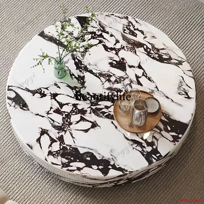 Mesa de centro moderna y estética, accesorios de comedor redondos, mesa auxiliar antigua, ahorro de espacio, muebles de salón únicos.