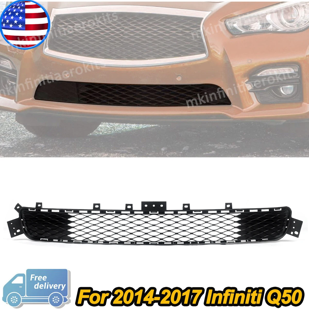 

Factory Style Front Bumper Lower Grille For Infiniti Q50 2014 2015 2016 2017 Base Model grill Mesh
