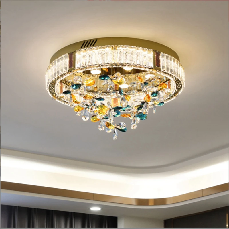 Light Luxury Crystal Bedroom Ceiling Lamp Originality Apartment Living Room Chandelier Modern Villa Indoor Decorate Luminaires