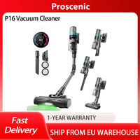 Proscenic P16 Cordless Stick Vacuum Cleaner, 62dB, 180° Bendable Wand, Anti-Tangle Floor Brush, 50kPa Suction, 55mins Runtime