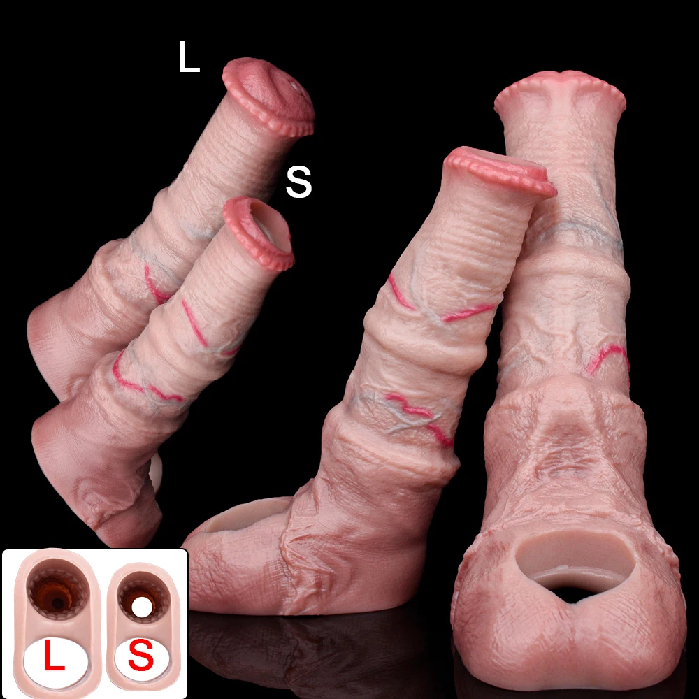 SXXY Cock Ring Penis Sleeve Skin Feel Dildo Sheath насадка на член Hollow Dildo Sex Toys For 18+ Men Delay Ejaculation Adult Toy view 3