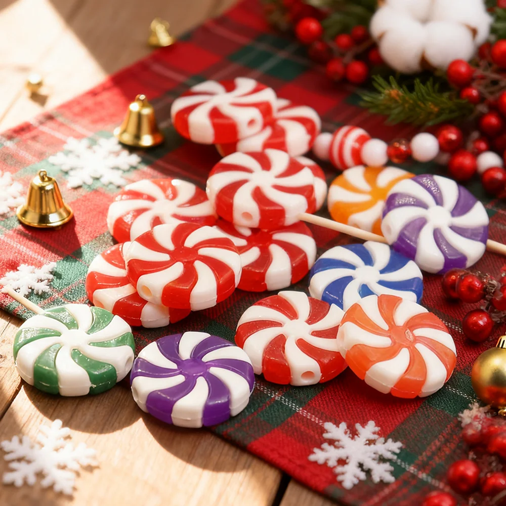 20 Stück Weihnachtsbonbons-Ornamente, Zuckerstangen-Lutscher-Wirbel-hängender Anhänger, Pfefferminze, süße Dekorationen