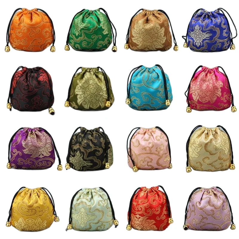

5pcs 11x11cm Silk Drawstring Pouch Bag for Necklace Bracelet Beads Jewelry Packaging Christmas Wedding Gift Organizers Pocket