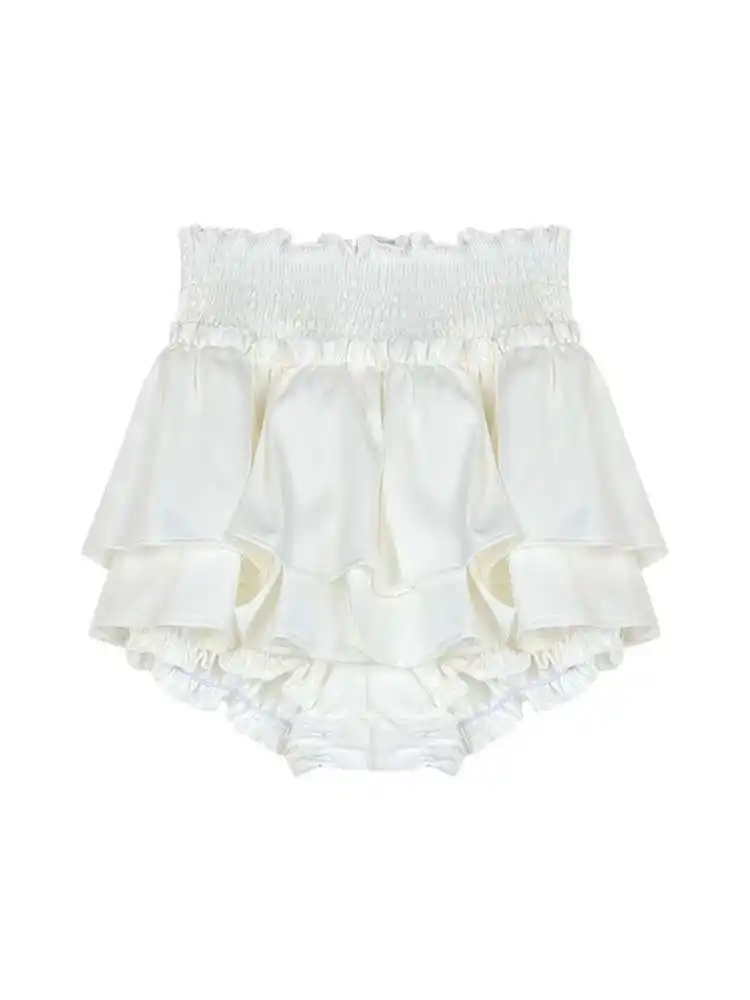 

Белая пышная короткая юбка в балетном стиле с высокой талией, А-силуэт, корейский дизайн, однотонная, на подкладке, летняя, для повседневной носки