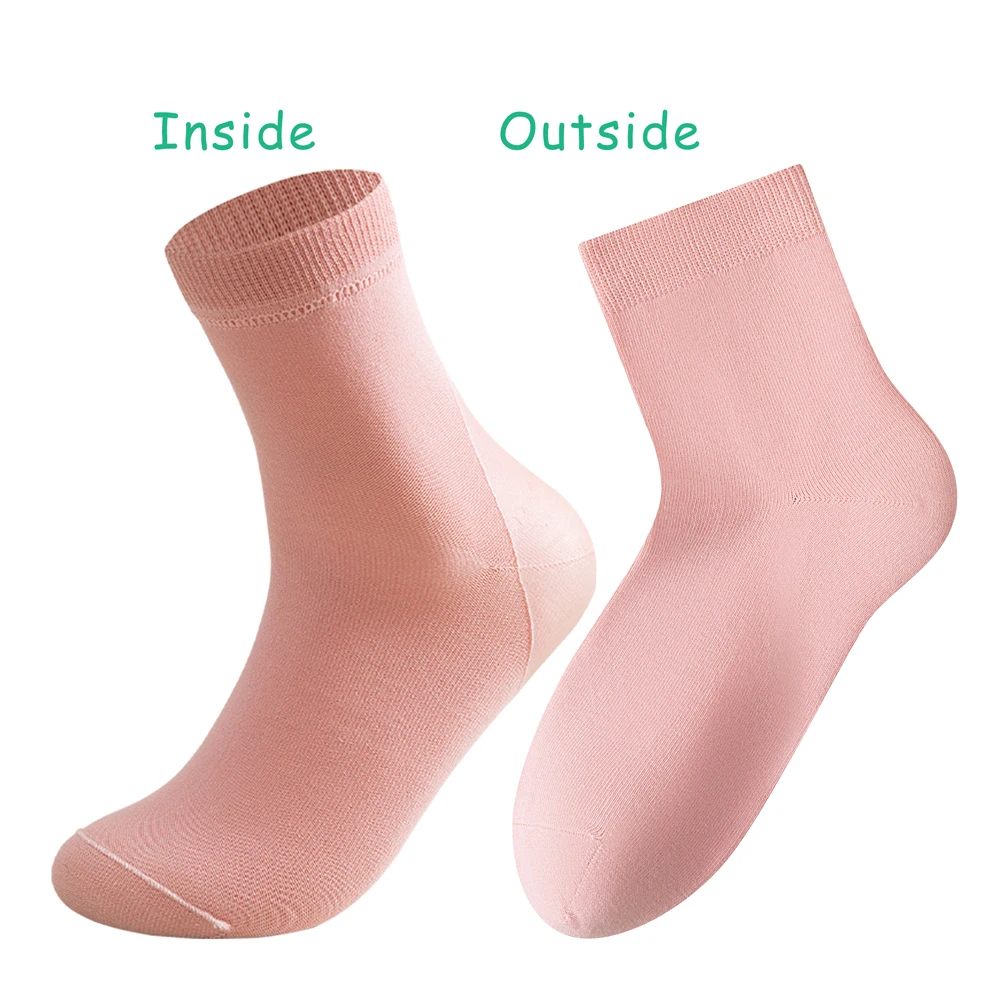 1/3 Paar feuchtigkeitsspendende Socken für Frauen, rissige Fersenbehandlung mit Rosenöl, weichmachende Pflege, Silikongel-Pad, Baumwoll-Crew-Socken – Detail 6