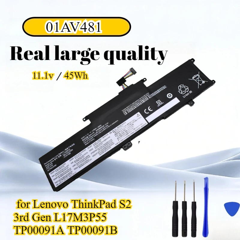 

01AV481 01AV482 Battery for Lenovo ThinkPad S2 3rd Gen L17M3P55 TP00091A TP00091B 45Wh 11.1v with Tools