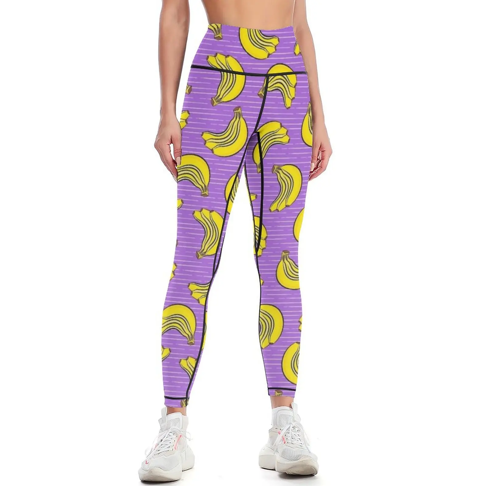 

bunch of bananas - purple stripes - fruit Leggings gym clothing sportswear woman gym 2025 for physical Womens Leggings