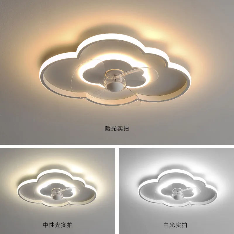 Bedroom Fan Light 2025 New Creative Cloud Room Integrated Invisible Ceiling Fan Light Intelligent Home Decoration Light