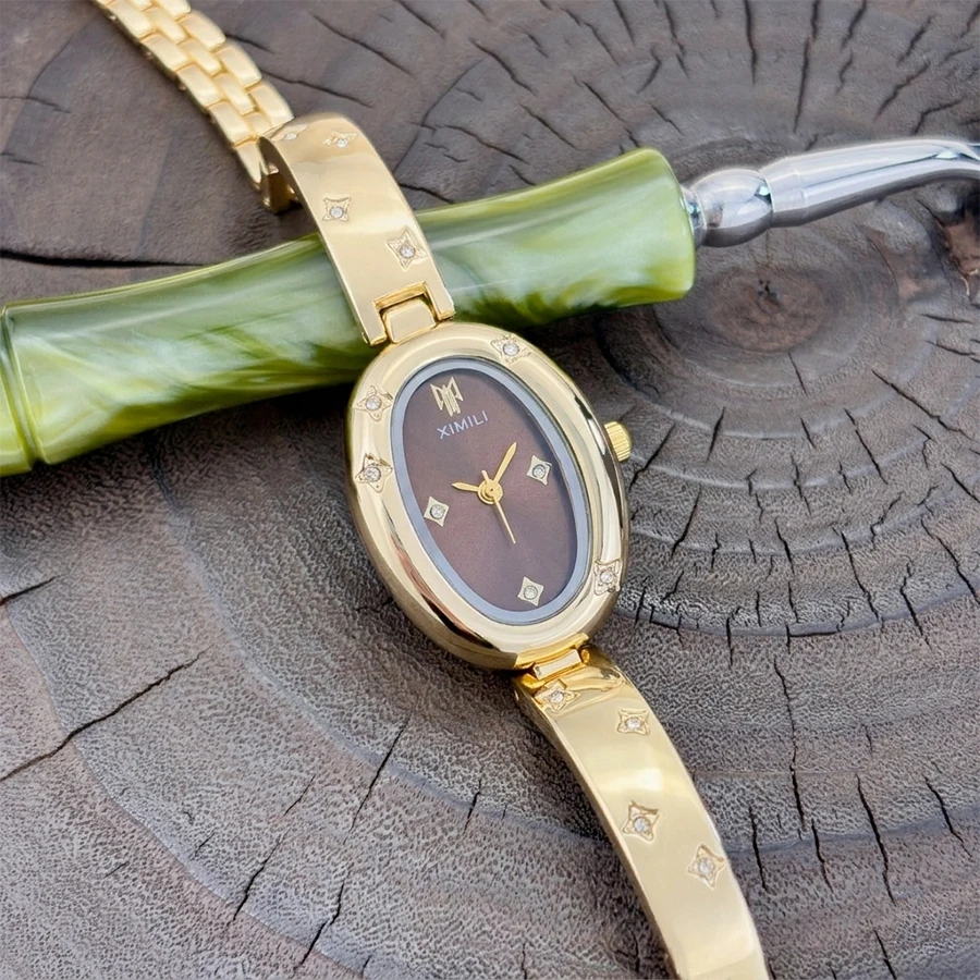 스타 디테일이 새겨진 여성용 패션 타원형 골드 시계: - Vintage Fashion Watches 리뷰 및 가격