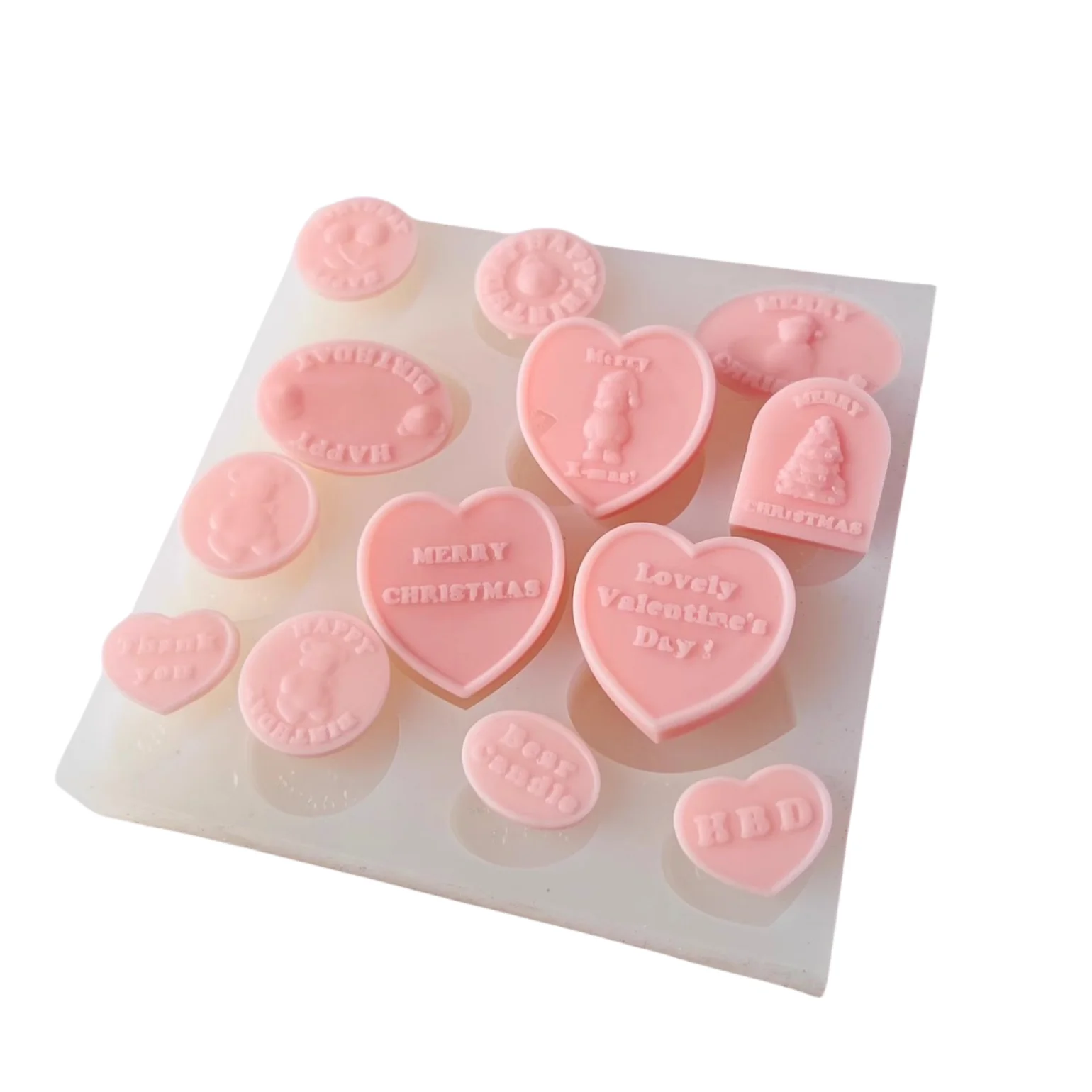 قالب شمع عيد الميلاد من السيليكون مصنوع يدويًا من مادة السيليكون قالب كعكة فندان لعيد الميلاد