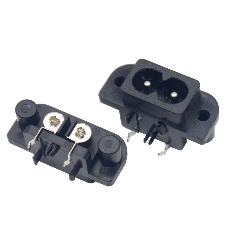 

iec 60320 c8 2 pin pcb mount 2.5A 5A 250V male plug inlet ac power socket