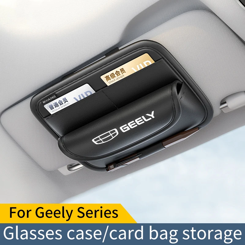 For Geely Atlas Coolray Emgrand EC7-8 EX7 CK2-3 GL Car Sunshade Storage Bag Car Glasses Clip Card Bag Ticket Receipt Storage Bag