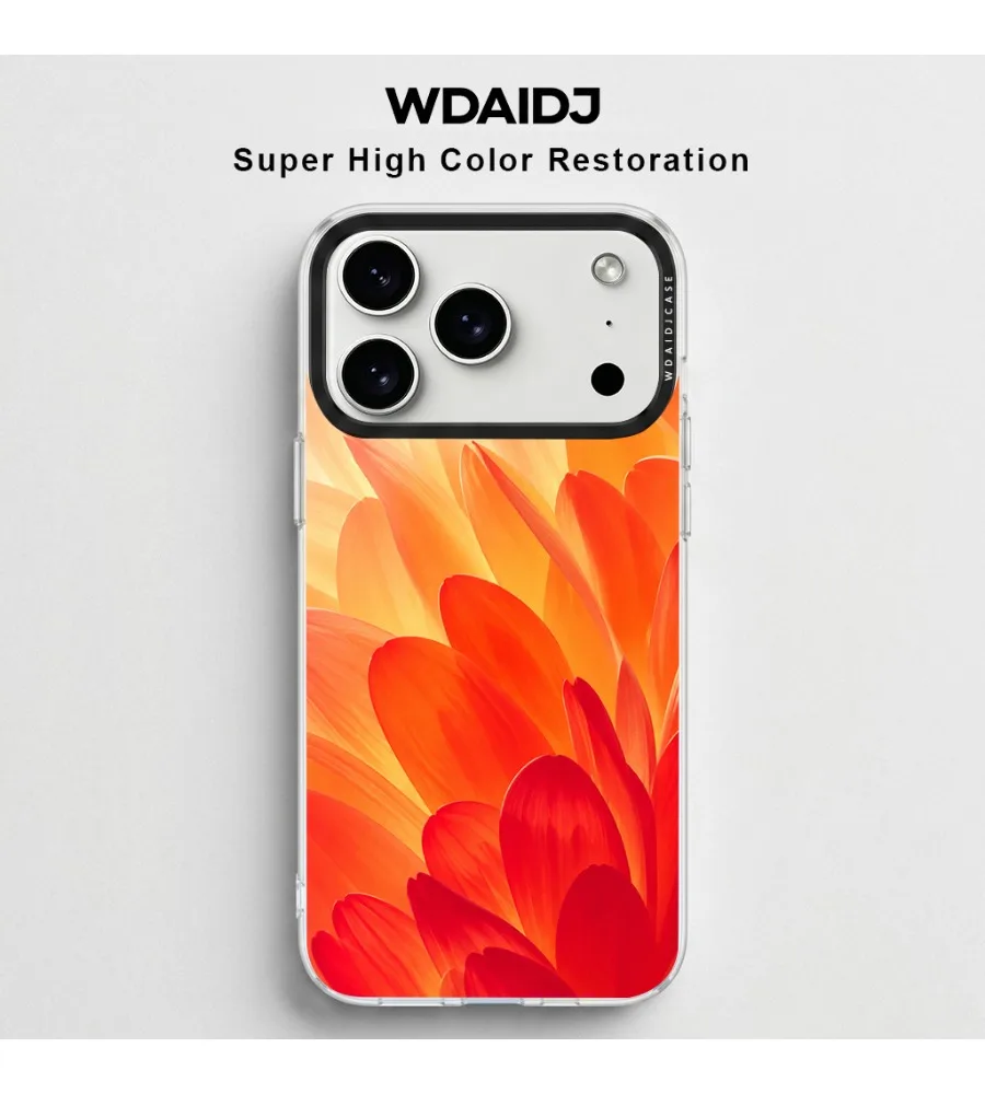 

Vibrant Orange Flower Petal Print Clear Phone Case for iPhone 13 14 15 16 17 Scratch Resistant Slim Fit Protective Case