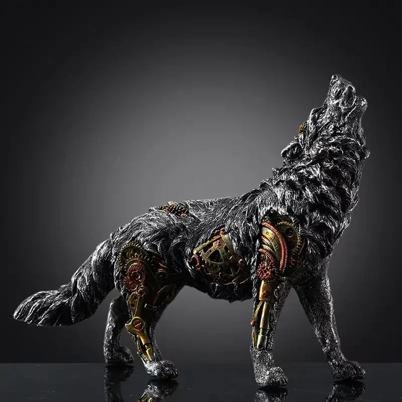 MGT-Retro Creative Animal Sculpture, Industrial Wind, Wolf, Horse, Home, Office, Crafts, Display