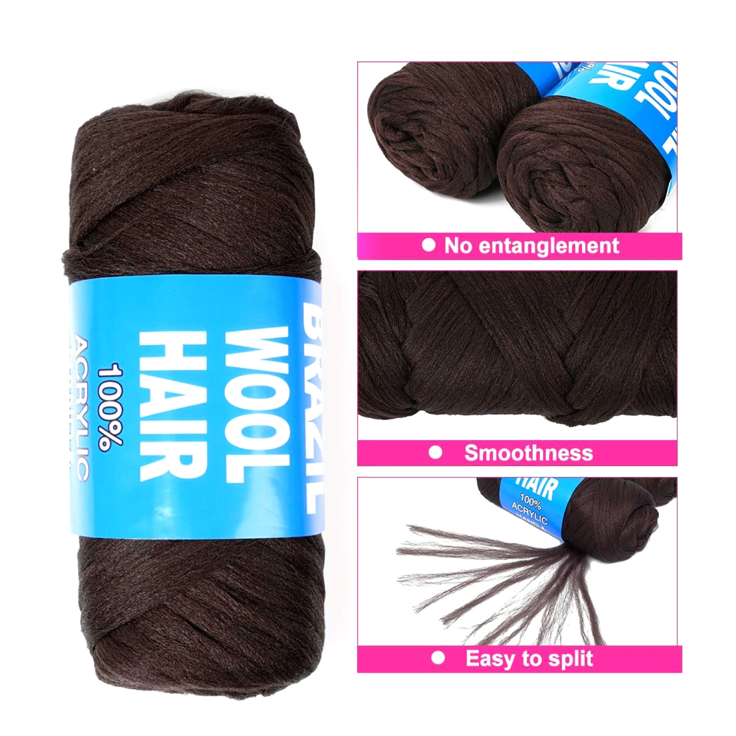 1pcs 70g/Ball Brazil Wool Hair Low Temprature Flame Retardant Synthetic Fiber African Yarn Braiding Knitting for Hair