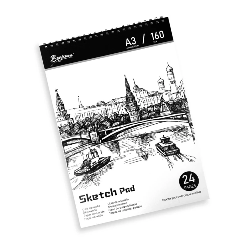 دفتر رسم مزدوج ملفوف مكون من 24 صفحة لوحة رسم ورقية محمولة للفنانين #4