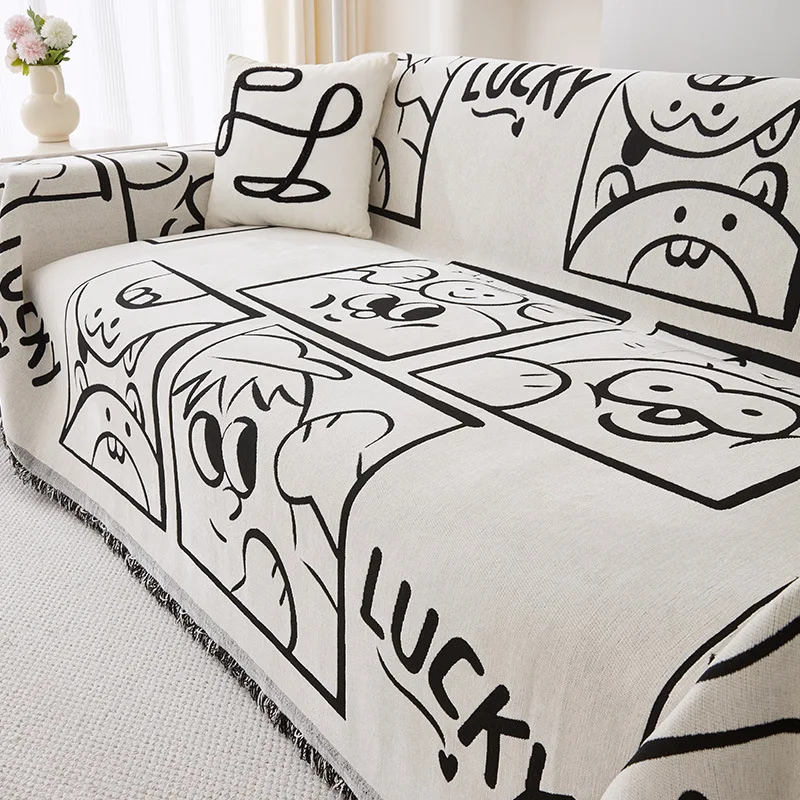 

Cartoon Chenille Sofa Cover, Anti Cat Scratch Sofa Towel, All-season Universal Sofa Furniture Protection Cloth, Bedroom,