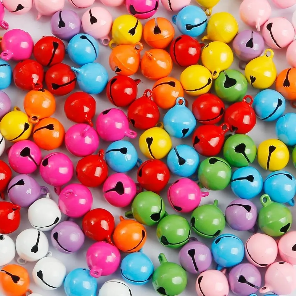 10pcs Candy Color Christmas Bells 14mm DIY Craft Large Bell Beads Metal Pendant Accessories Christmas Tree Ornaments