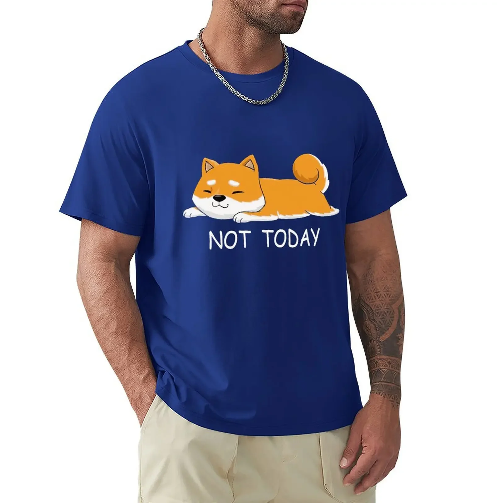 Funny Not Today Shiba Inu TShirts For Mens Short Sleeved Japanese Breed Dog Lover Tshirt Humor Cotton Tee Pet Owner T-shirt Tops