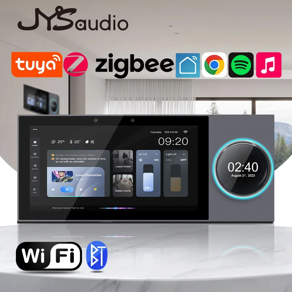 Amplificateur Audio mural domestique TUYA intelligent, passerelle ZIGBEE intégrée, panneau de commande de musique, système Android, lecteur de son, haut-parleur intégré