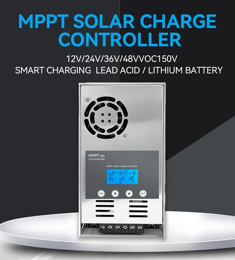 

MPPT Solar Charger Controller 40A 60A Discharge Controller 12V 24V 36V 48V Auto for Lead Acid Lithium Battery