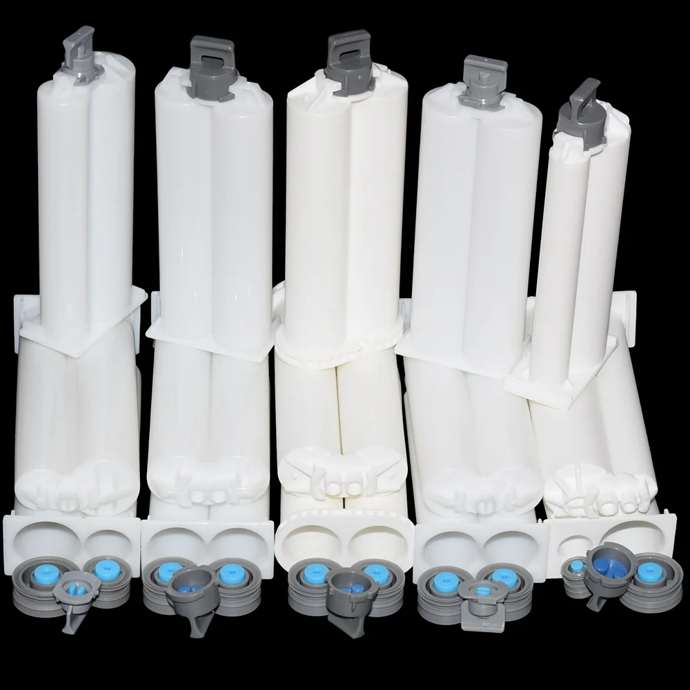

500pcs Empty Cartridges Dual-Barrel 50ml Cartridge 1:1 2:1 4:1 10:1 Glue Tube Set for Filling 2 Part Epoxy Resin AB Adhesives