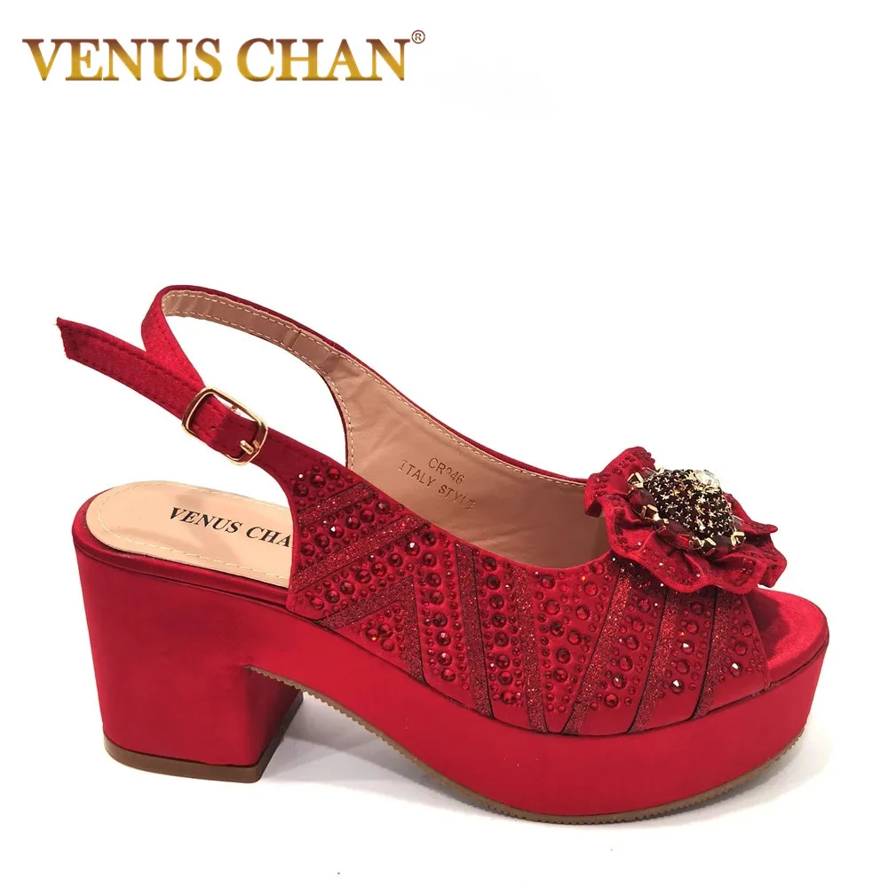 

Venus Chan Leather Women Shoe High Heel Sandals Fashion Casual Shoes Hot Selling Italian Style Slingbacks African Woman Sandals