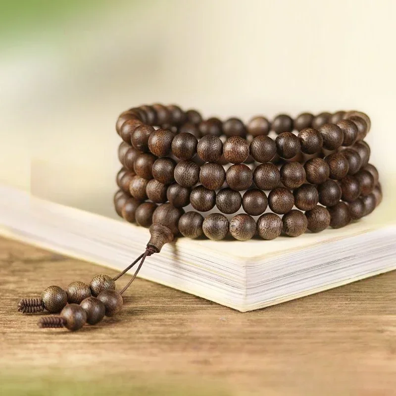 

Authentic Natural Agarwood Bracelet Mellow Old Materials Buddhist Prayer Beads Kalimantan Sink Costustoot Kyara Bracelet