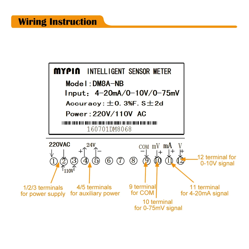 MYPIN LM8-RRD Digital Weighing Controller LED Display Weight Controller 1-4 Load Cell Signals Input 2 Relay Output 4