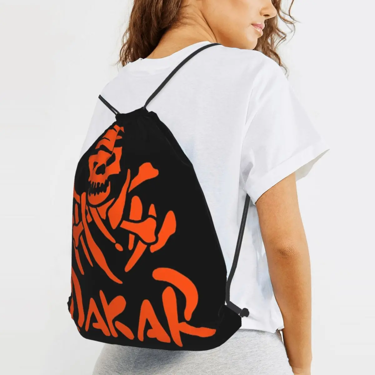 Dakar Rally Motorcycle Backpacks Portable Drawstring Bundle Pocket Sports Bag Book Bags for Man Woman Students