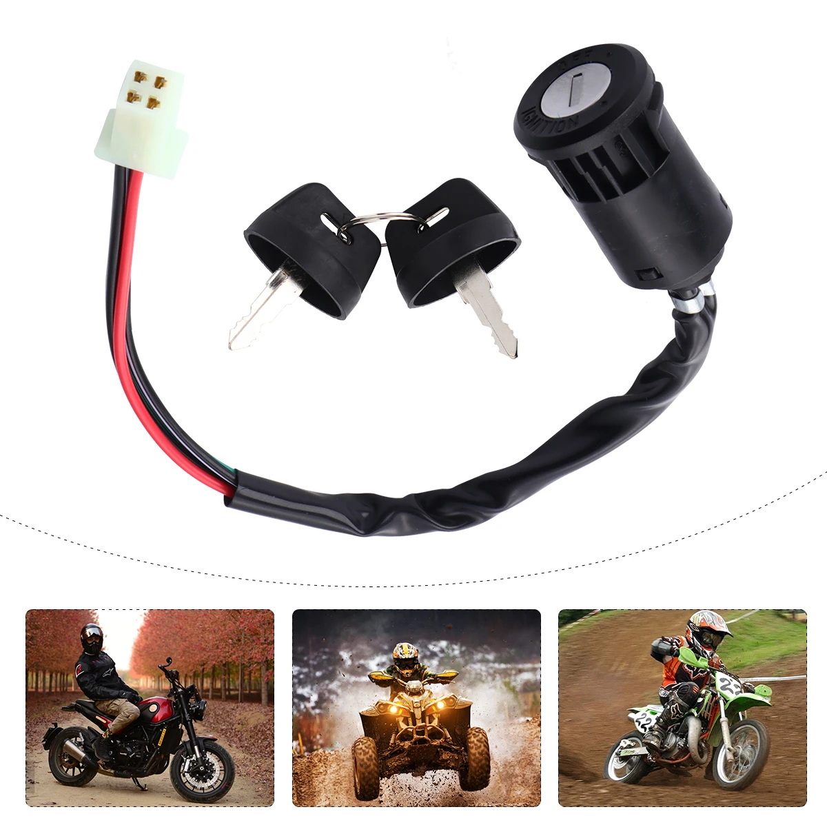 

Ignition Lock Cylinder Starter Switch Keys for Easy Installation Solid Heavy Duty Parts ATV Motorcycle Electric Vehicles