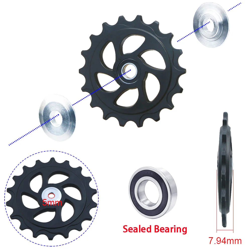 Rolamento da polia do desviador traseiro para Shimano Sram, MTB bicicleta traseira Jockey Wheel, rolamento de bicicleta, 10T, 11T, 12T, 13T, 14T,