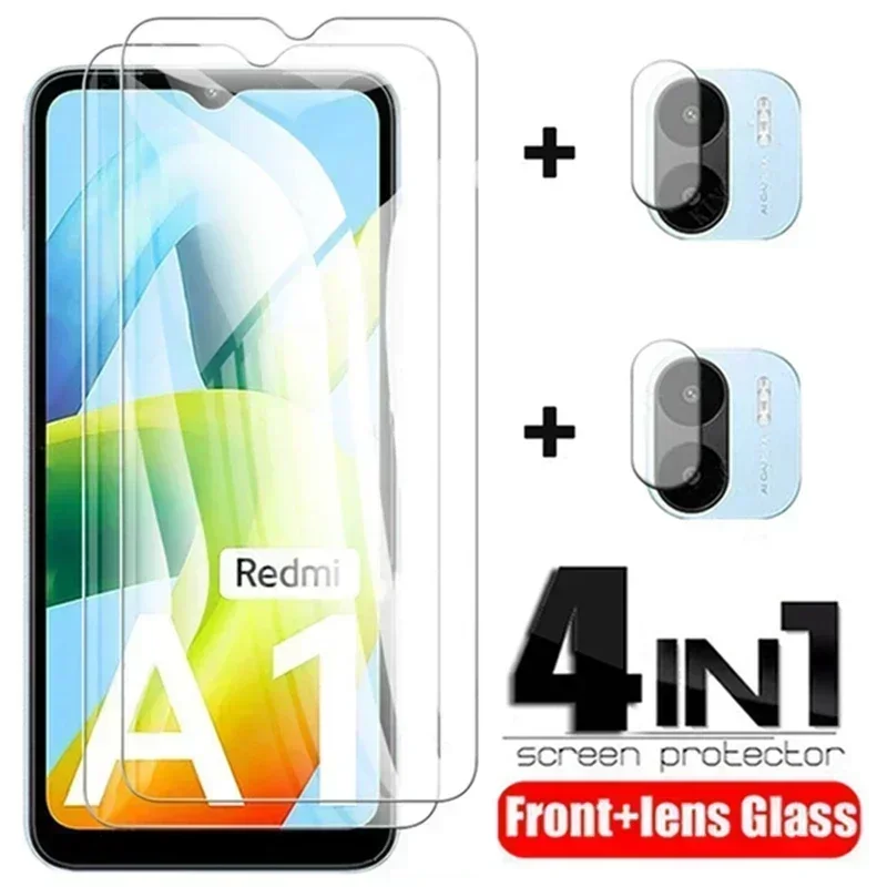 4IN1 Tempered Glass For Xiaomi Redmi A1 Camera Lens Protective Film for Redmi A 1 A1+ A1 Plus Screen Protector Glass