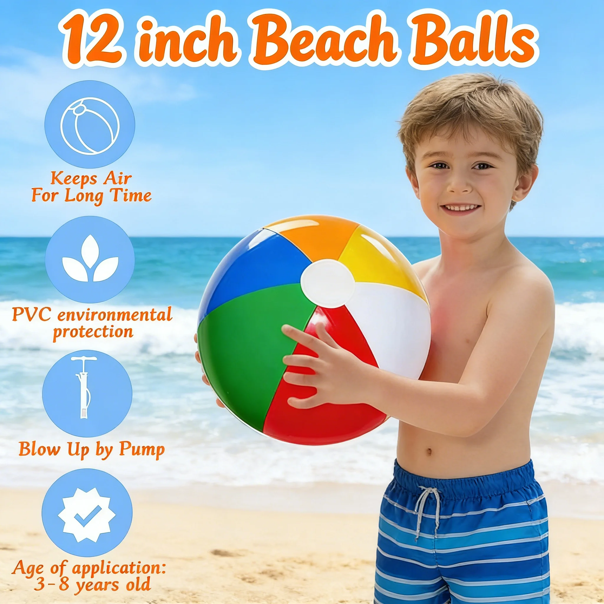 

Набор из 12 надувных пляжных мячей 12 дюймов, игрушки для бассейна и пляжа для детей, украшения и сувениры для гавайской вечеринки