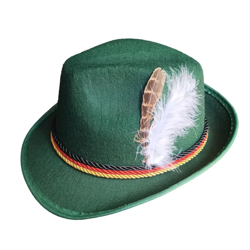 Sombrero de Fedora de Oktoberfest para hombre, sombrero de Jazz, Sombrero de Panamá Derby, sombreros de bombín rizados, disfraz de Halloween, gorra de Cosplay para eventos al aire libre, Alemán