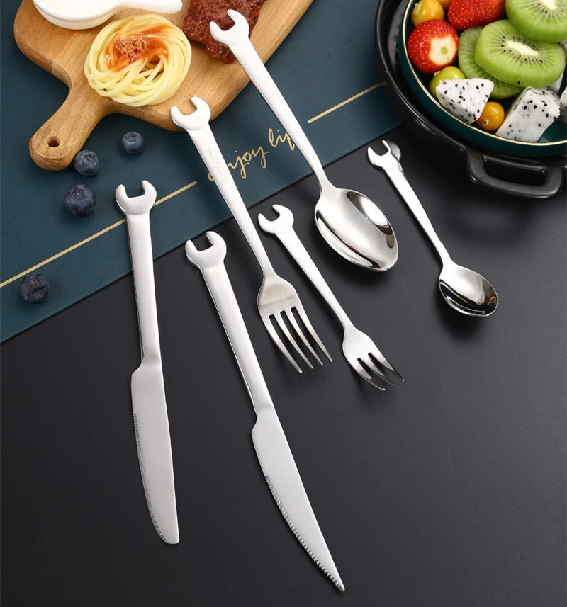 Creative Western Dinnerware Set Stainless Steel Steak Knife Fork Spoon Teaspoon Cutlery Flatware Set Tableware Kitchen Utensils