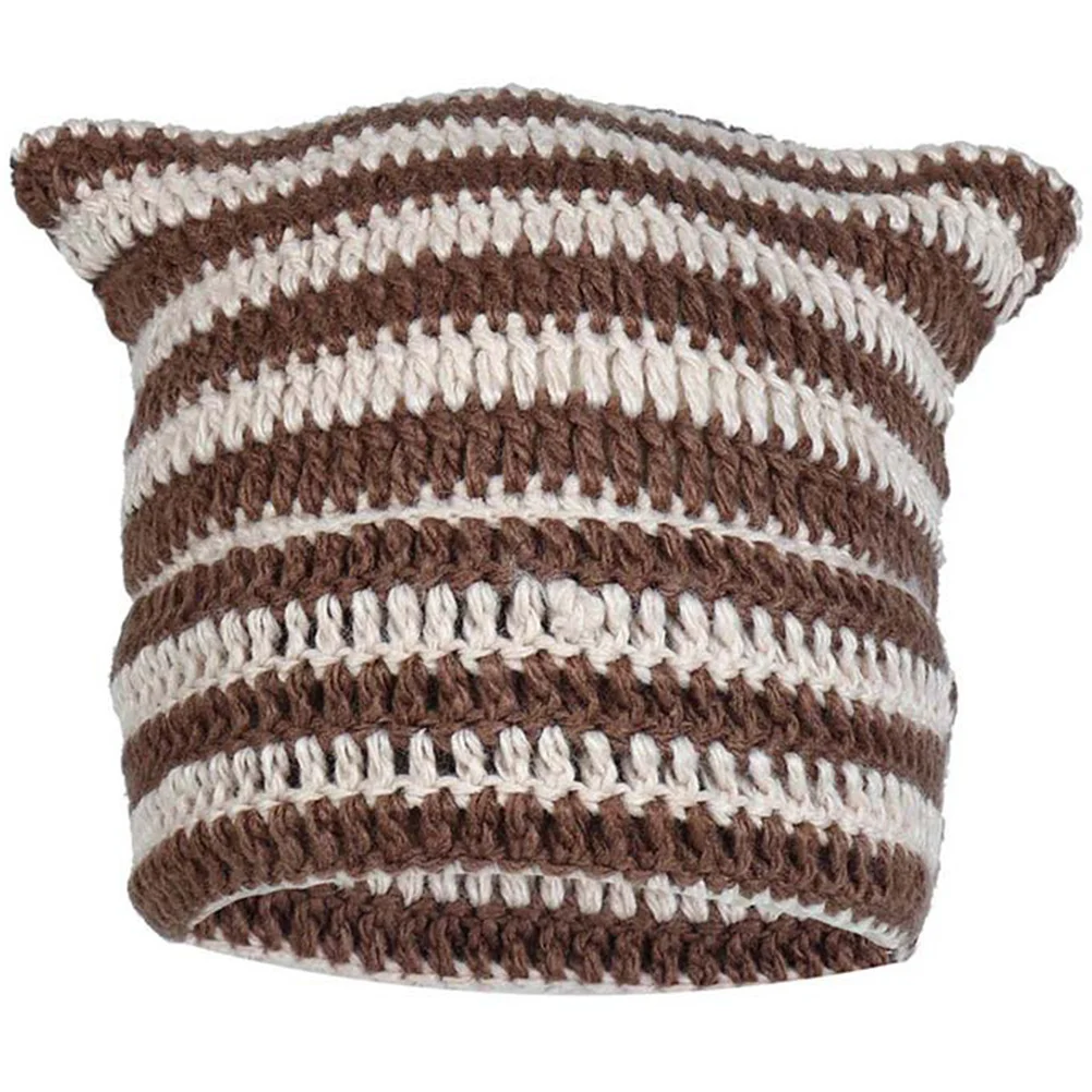 

Cat Ear Beanie Women Knitted Acrylic Warm Winter Outdoor Fashionable Hat Winter Hat Women Breathing Beanie Knitted