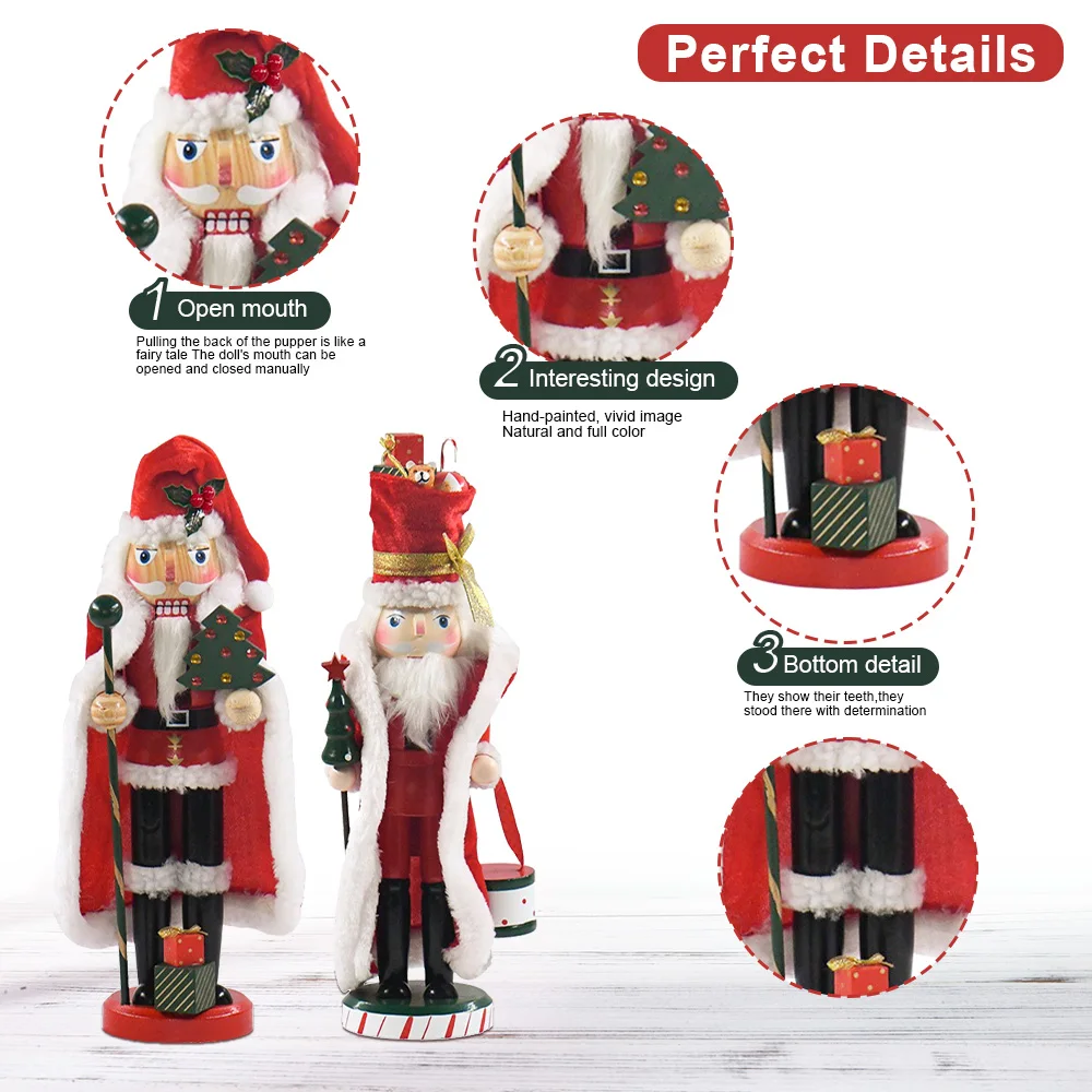 35CM Festive Wooden Doll Nutcracker Puppet Cloak King Style Fashion For Christmas New Year Tabletop Fireplace Decoration ﻿