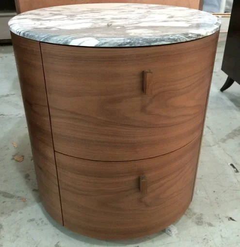 CTG-08 Manufacturing Custom Walnut Nightstand Wooden Nightstand with Drawers Luxury New Design Round Nightstand