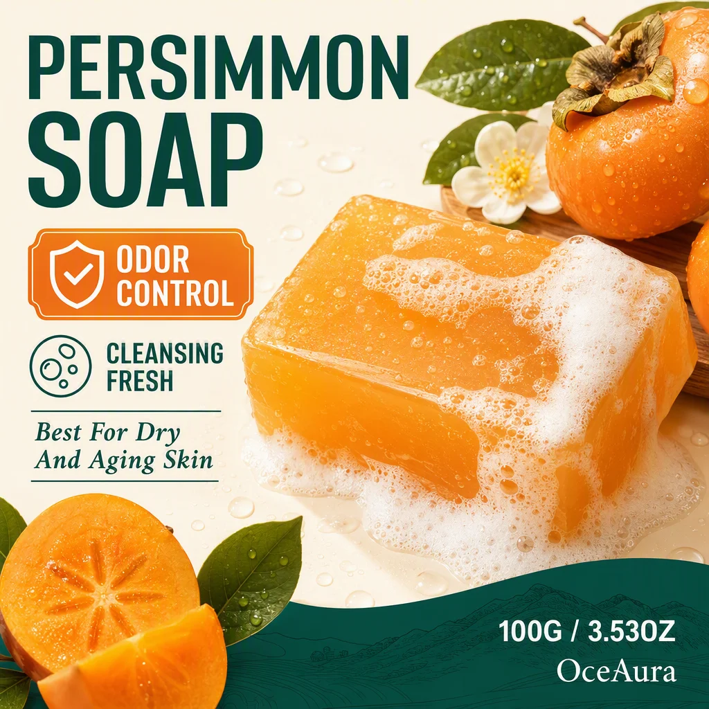 Persimmon Soap Face Cleansing Body Wash Soap Bar Brightening Nourishing Skin Care Moisturizing Deodorizing For All Skin Types