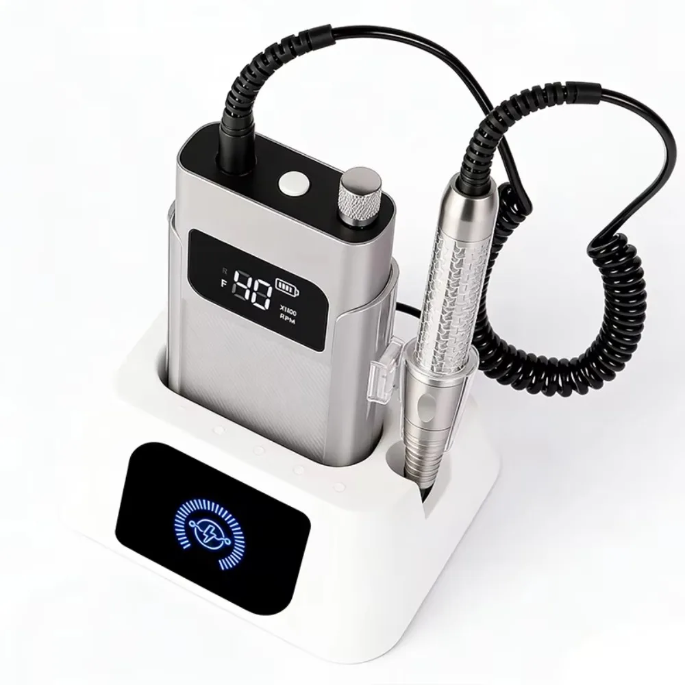 40000rpm Brushless Cordless Nail Drill Rechargeable Electric Nail File with Magnetic Charging Base for Salon Home Use
